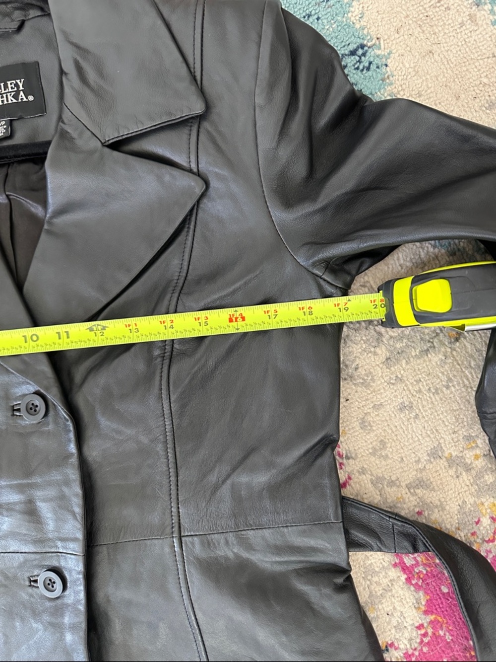 NWOT Badgley Mischka Black Leather Trench w/Belt Womens S - Picture 7 of 8